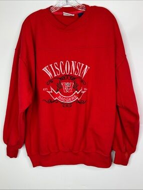 Vintage Crable Sportswear Wisconsin Badgers Red Sweatshirt Size XL 90s